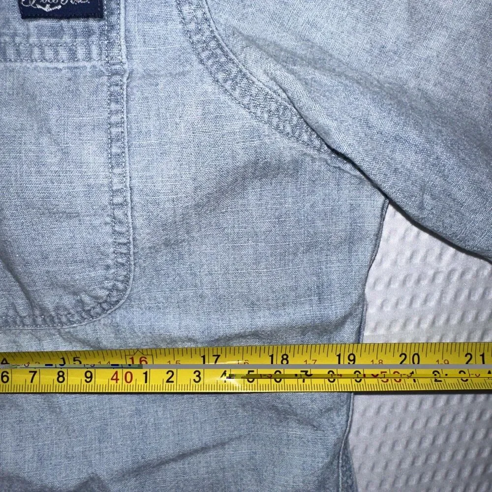 Vintage 90s/Y2K Polo Ralph Lauren Workwear Denim Utility Shirt Size Small Blue